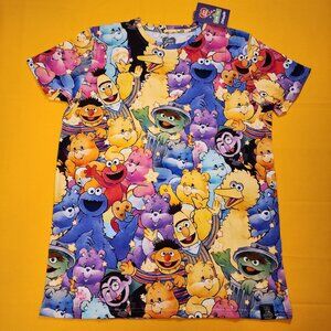 Cakeworthy Care Bears x Sesame Street AOP Unisex Tee Shirt Medium NEW